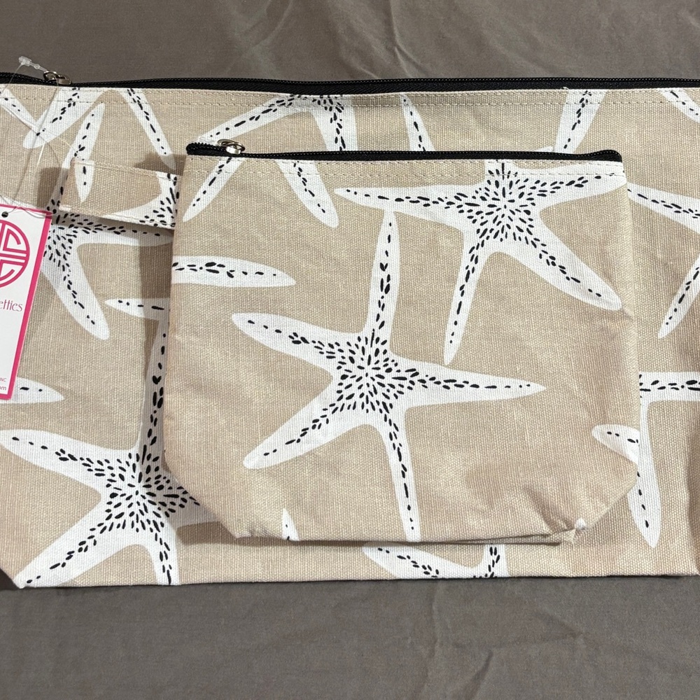 Starfish Patterned Beige Pouch Set Buckhead Bettie’s NWT